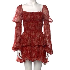 NWT Caroline Constas Red Alexa silk mini dress Small S